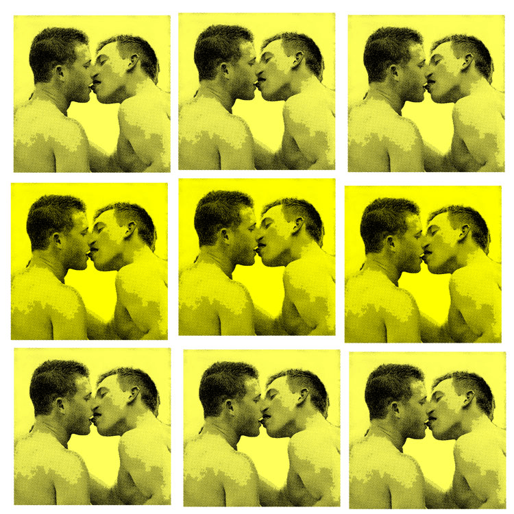 yellow pop art image of the kiss