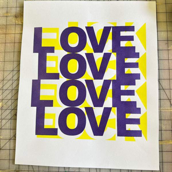 Love x 4 poster yellow purple